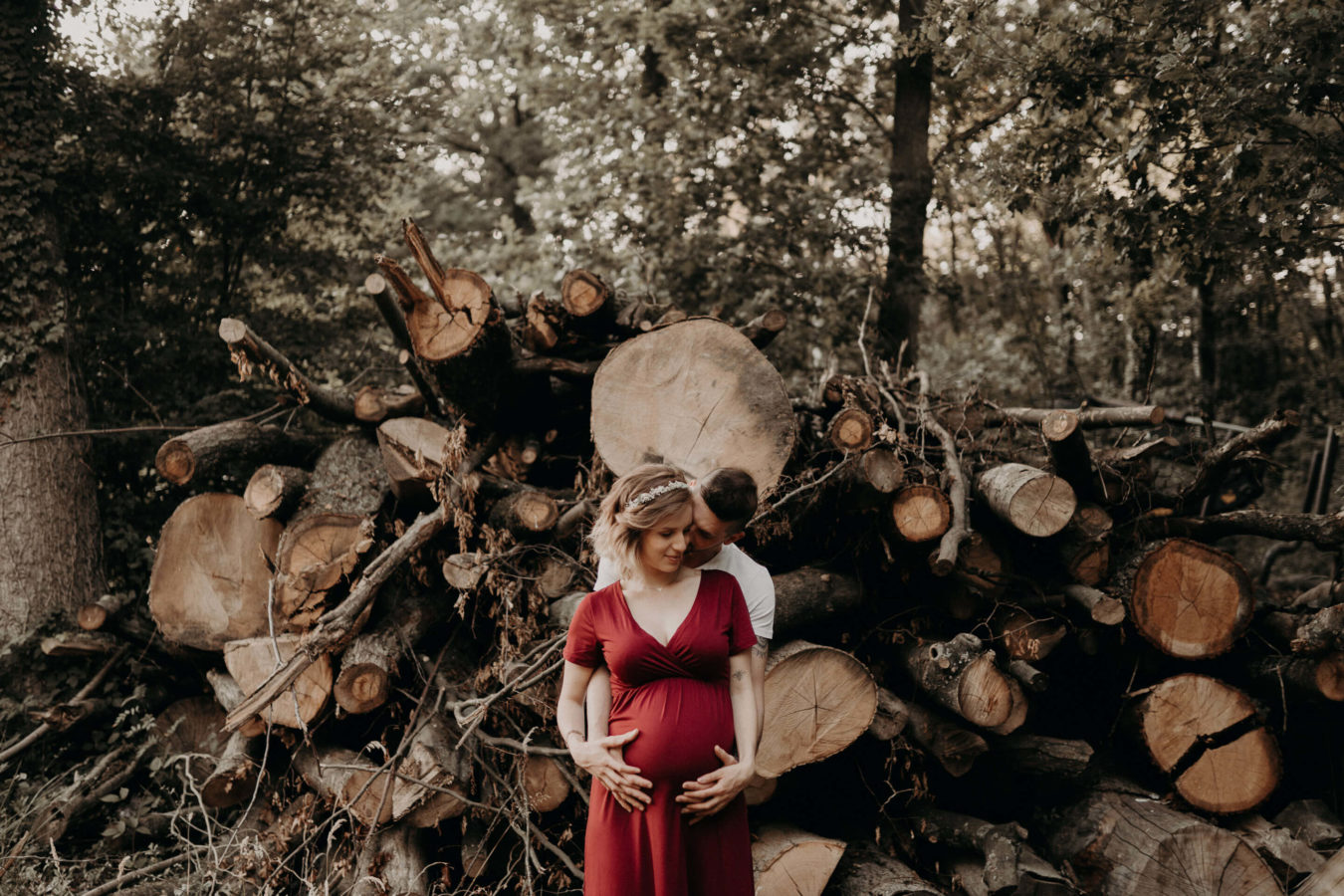 Séance photo grossesse famille en foret Lille Nord